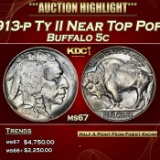 1913-p Ty II Buffalo Nickel Near Top Pop! 5c ms67 SEGS