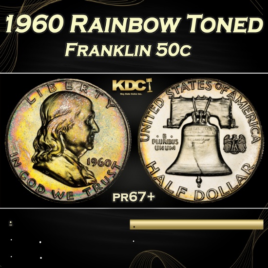 1960 Proof Franklin Half Dollar Rainbow Toned 50c Grades pr67+