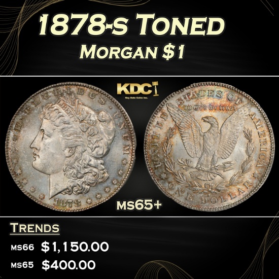 1878-s Morgan Dollar Toned $1 ms65+ SEGS