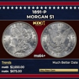 1891-p Morgan Dollar $1 ms64+ SEGS