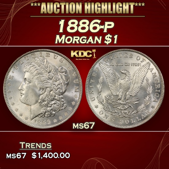 1886-p Morgan Dollar $1 ms67 SEGS