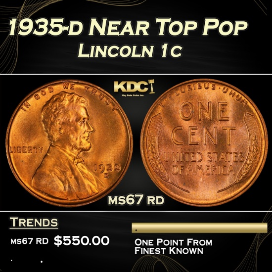 1935-d Lincoln Cent Near Top Pop 1c ms67 rd SEGS