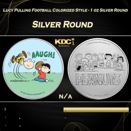 Lucy Pulling Football Colorized Style - 1 oz Silver Round Round