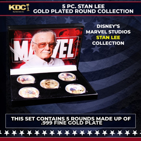 5 Coin Stan Lee Gold Plated Round Collection