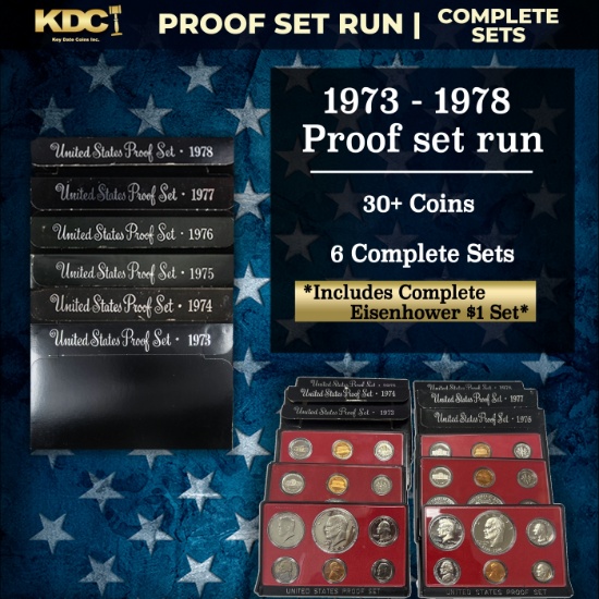 1973-1978 Proof Set Run 36 Coins 6 Complete Sets Complete Ike Set