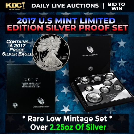 RARE 2017 United States Mint Limited Edition Silver Proof Set 8 coins, Over 2.25oz Of Silver low min