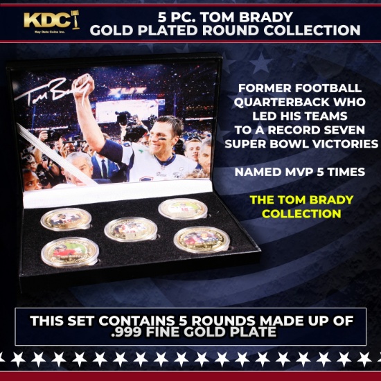 5 Coin Tom Brady Gold Plated Round Collection