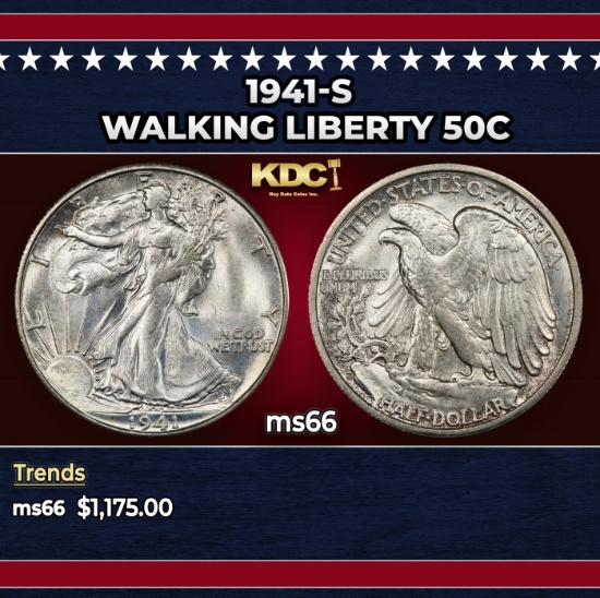 1941-s Walking Liberty Half Dollar 50c ms66 SEGS
