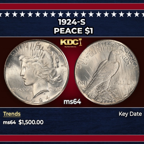 1924-s Peace Dollar $1 ms64 SEGS
