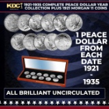 1921-1935 Complete Peace Dollar Year Collection Plus 1921 Morgan 11 Coins Uncirculated