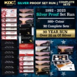 1992-2021 30 Years of US Mint SILVER Proof Sets, 308 Coins Total, 30 Complete Sets Over 30oz Of S...