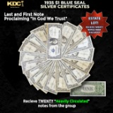 20x 1935 $1 Blue Seal Silver Certificates Heavily Circulated