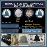Buffalo Nickel Shotgun Roll in Old Bank Style 'Bell Telephone' Wrapper 1916 & S Mint Ends