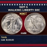 1937-s Walking Liberty Half Dollar 50c ms66 SEGS