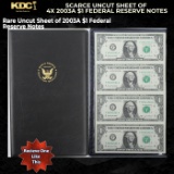 Scarce Uncut Sheet of 4x 2003A $1 Federal Reserve Notes In World Reserve Monetary Exchange Folder