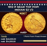1912-p Gold Indian Quarter Eagle Near Top Pop! $2 1/2 ms65+ SEGS
