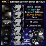 2019-2023 5 Year Set of Limited Edition Silver Proof Sets - 38 Coins Total, 5 Complete Sets Over 11
