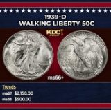 1939-d Walking Liberty Half Dollar 50c ms66+ SEGS