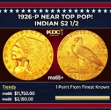 1926-p Gold Indian Quarter Eagle Near Top Pop! $2 1/2 ms65+ SEGS