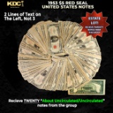 20x 1953 $5 Red Seal United States Note Grades AU/CU