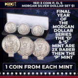 1921 3 Coin P, D, S Morgan Silver Dollar Set $1