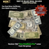 10x 1957 $1 Blue Seal Silver Certificates Grades VF/XF