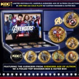 Limited Edition 8 Coin Marvel Avengers Age of Ultron Gold Plated Collection In Custom WOODEN Box W/