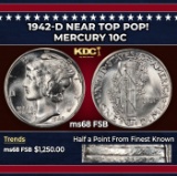 1942-d Mercury Dime Near Top Pop! 10c ms68 FSB SEGS