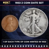 1933 5 Coin Date Set, 1 Of Each Type Of Coin Minted in 1933