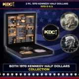Complete 2 PC. 1970 Kennedy Half Dollar 50c set In Custom Box W/ Special Backer Card BU & Proof C...