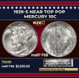 1939-s Mercury Dime Near Top Pop 10c ms67 FSB SEGS