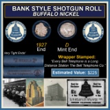 Buffalo Nickel Shotgun Roll in Old Bank Style 'Bell Telephone' Wrapper 1927 & D Mint Ends