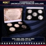 5x Coin Consecutive MORGAN Set 1879-1883-p ALL UNC, 5 Morgan Dollars From Philly