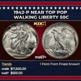 1942-p Walking Liberty Half Dollar Near Top Pop 50c ms67+ SEGS