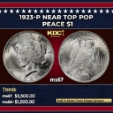 1923-p Peace Dollar Near Top Pop $1 ms67 SEGS