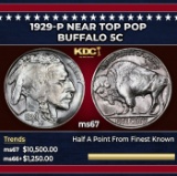 1929-p Buffalo Nickel Near Top Pop 5c ms67 SEGS