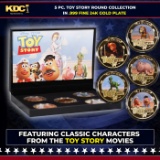 5 Coin Toy Story Gold Plated Round Collection In Custom Box W/ Special Backer card