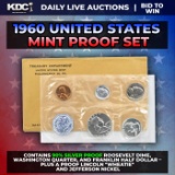 1960 United States Mint Silver Proof Set In Original Goventment Packaging, 5 Coins - Manilla Enve...