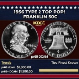 1956 Type 2 Proof Franklin Half Dollar TOP POP! 50c pr69 DCAM SEGS