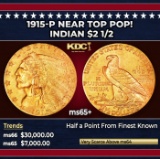 1915-p Gold Indian Quarter Eagle Near Top Pop! $2 1/2 ms65+ USCG