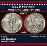 1944-p Walking Liberty Half Dollar TOP POP! 50c ms68 SEGS