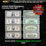 Complete 1934/1935 Hawaii WWII Emergency Currency Set $1, $5, $10, $20 FULL SET Grades AU/CU