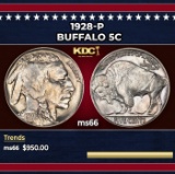 1928-p Buffalo Nickel 5c Grades ms66