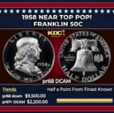 1958 Proof Franklin Half Dollar Near Top Pop! 50c pr68 DCAM SEGS