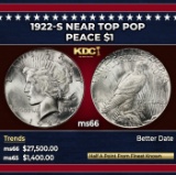 1922-s Peace Dollar Near Top Pop $1 ms66 SEGS
