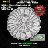 5x 1953 $2 Red Seal United States Note Grades CU