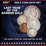 1915 5 Coin Date Set, 1 Of Each Type Of Coin Minted in 1915