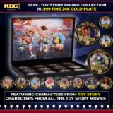 12 Coin Toy Story Gold Plated Round Collection In Custom Box W/ Special Backer card