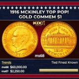 1916 McKinley Gold Commem Dollar TOP POP! 1 ms68 SEGS