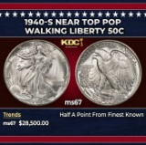 1940-s Walking Liberty Half Dollar Near Top Pop 50c ms67 SEGS